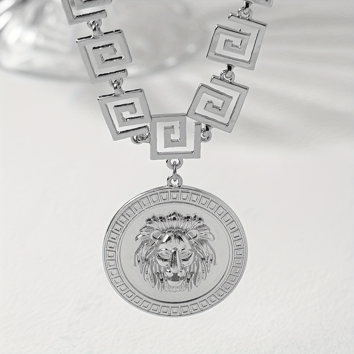 Geometric Lion Head Pendant Necklace for Women